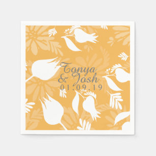 Handgezeichnete Tulpen-Botanik-Schatten-Hochzeit Serviette