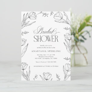 Handgezeichnete Tulpen Vintage Florale Hochzeitsdu Einladung