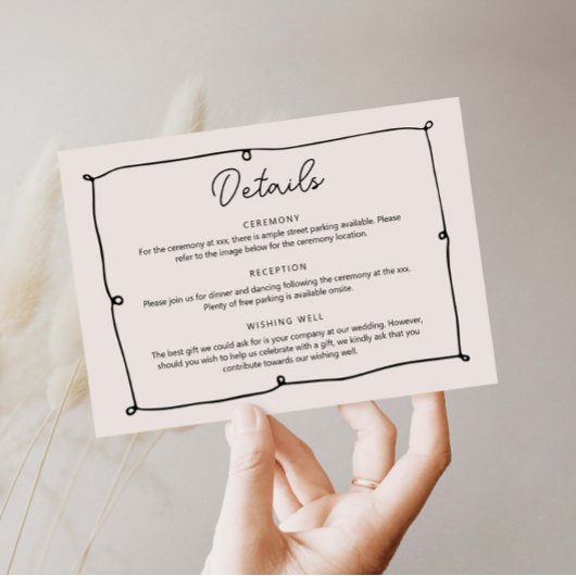 Handgezeichnete Umschließungskarte mit den Details Einladung