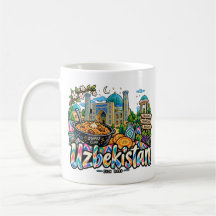 Handgezeichnete Usbekistan-Reise-Kunst-Sehenswürdi