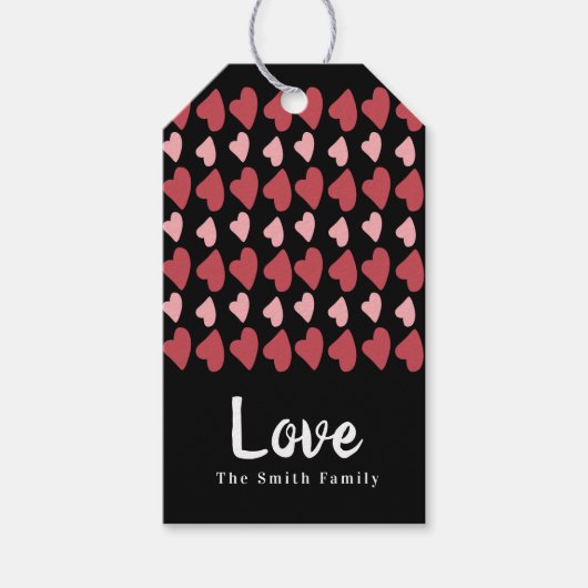 Handgezeichnete Valentinstag-Herzen Schwarz Geschenkanhänger (Vorderseite)