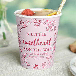 Handgezeichnete Valentinstag-Little-Sweetheart-Bab Pappbecher