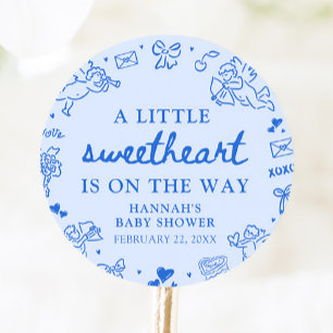Handgezeichnete Valentinstag-Little-Sweetheart-Bab Runder Aufkleber