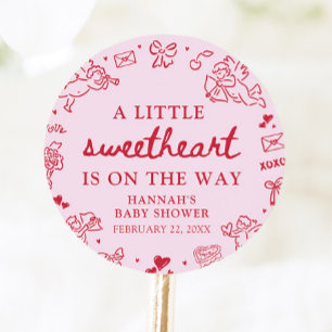 Handgezeichnete Valentinstag-Little-Sweetheart-Bab Runder Aufkleber