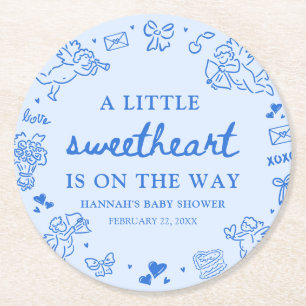 Handgezeichnete Valentinstag-Little-Sweetheart-Bab Runder Pappuntersetzer