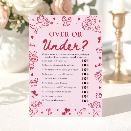 Handgezeichnete Valentinstag-Über-oder-Unter-Hochz Einladung