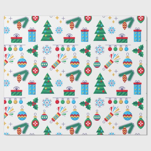 Handgezeichnete Vector Kunstweihnachtselemente Geschenkpapier (Flach)