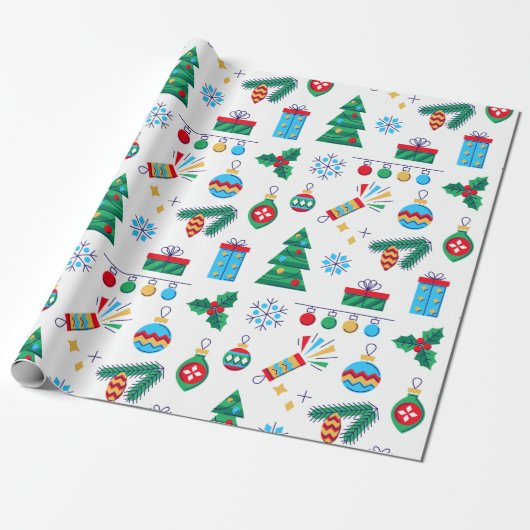Handgezeichnete Vector Kunstweihnachtselemente Geschenkpapier (Ungerollt)