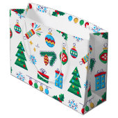 Handgezeichnete Vector Kunstweihnachtselemente Große Geschenktüte (Rückseite Schrägansicht)