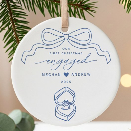 Handgezeichnete Verlobte Weihnachten Keramik Ornament