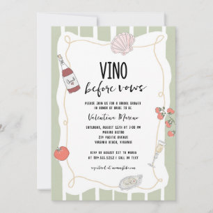 Handgezeichnete Vino-Before-Vows-Brautparty Einladung