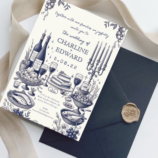 Handgezeichnete Vintag Zeichnend Handschrift Hochz Einladung