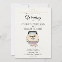 Handgezeichnete Vintage-Auto-Hochzeitseinladung