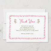 Handgezeichnete Vintage Blütenmädchen-Babydusche Dankeskarte (Vorderseite)