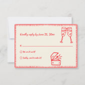 Handgezeichnete, Vintage, einzigartige, eigenwilli RSVP Karte (Vorderseite)