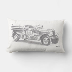 handgezeichnete vintage Feuerwehrauto Skizze Kisse Lendenkissen
