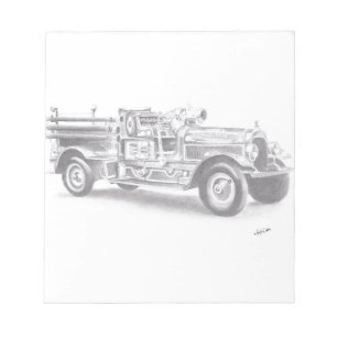 handgezeichnete Vintage-Feuerwehrskizze Notizblock