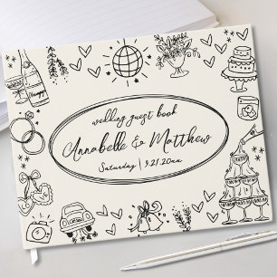 Handgezeichnete Vintage-Hochzeit Gästebuch
