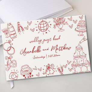 Handgezeichnete Vintage Hochzeit Gästebuch