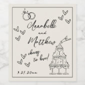 Handgezeichnete Vintage-Hochzeit Weinetikett (Einzelnes Label)