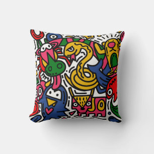 Handgezeichnete Vintage-Illustration von Doodle, C Kissen