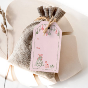 Handgezeichnete vintage-inspirierte Weihnachten Pi Geschenkanhänger