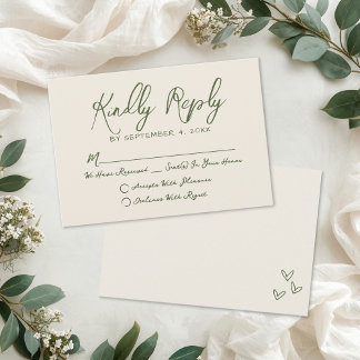 Handgezeichnete Vintage Retro Hochzeit RSVP Karte