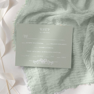 Handgezeichnete Vintage-Schleife auf Salbei-Hinter RSVP Karte