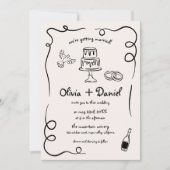 Handgezeichnete Vintage Schwarz-Weiß-Hochzeit Einladung (Vorderseite)