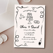 Handgezeichnete Vintage Schwarz-Weiß-Hochzeit Einladung