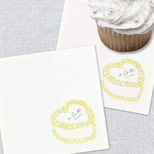 Handgezeichnete Vintage-Torte Gelbe Whimsical-Hoch Serviette