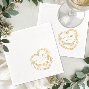 Handgezeichnete Vintage-Torte Whimsical-Hochzeit Servietten Mit Folie