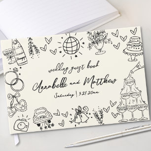 Handgezeichnete Vintage-Whimsical-Hochzeit Gästebuch