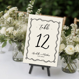 Handgezeichnete Vintage-Whimsical-Hochzeit Tischnummer