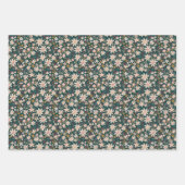 Handgezeichnete Vintage Winter Florals Dunkelgrün Geschenkpapier Set (Vorderseite 2)