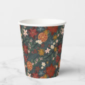 Handgezeichnete Vintage Winter Florals Dunkelgrün Pappbecher (Vorderseite)