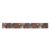 Handgezeichnete Vintage Winter Florals Dunkelgrün Satinband (Vorderseite)