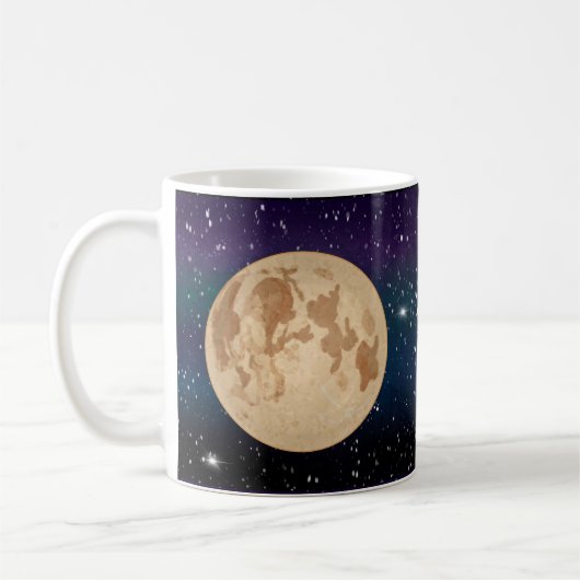 Handgezeichnete Vollmond- und Funksterne Kaffeetasse (Links)