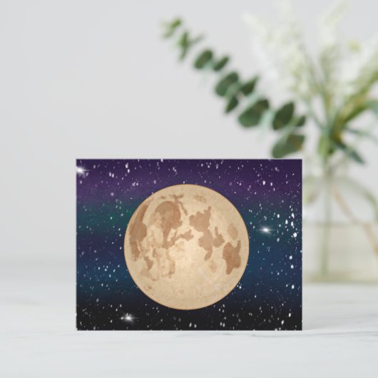 Handgezeichnete Vollmond- und Funksterne Postkarte (Stehend Vorderseite)