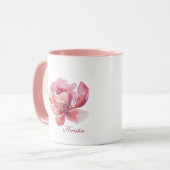 Handgezeichnete Wasserfarbe Rosa Blume Tasse (Vorderseite Links)