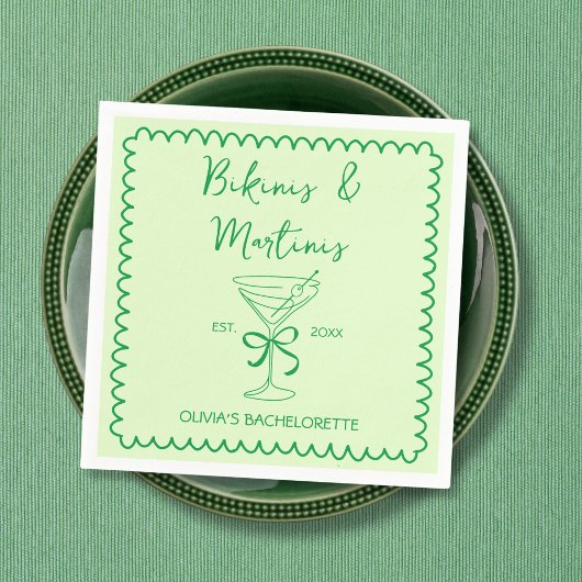 Handgezeichnete Wavy Bikinis & Martinis Bacheloret Serviette