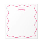 Handgezeichnete Wavy Border Dunkelrosa Personalisi Notizblock (Vorderseite)