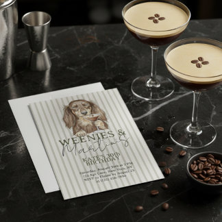 Handgezeichnete Weenies und Martinis Dachshund Einladung