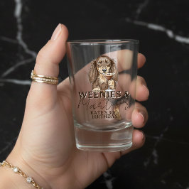 Handgezeichnete Weenies und Martinis Dachshund Schnapsglas