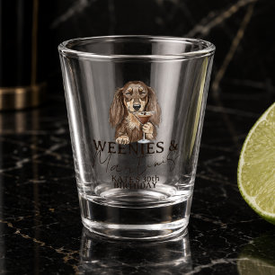 Handgezeichnete Weenies und Martinis Dachshund Schnapsglas
