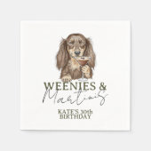Handgezeichnete Weenies und Martinis Dachshund Serviette (Vorderseite)