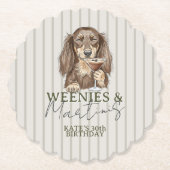 Handgezeichnete Weenies und Martinis Dachshund Untersetzer (Vorderseite)