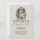 Handgezeichnete Weenys und Martinis-Dackel Einladung (Vorderseite)