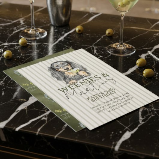 Handgezeichnete Weenys und Martinis-Dackel Einladung