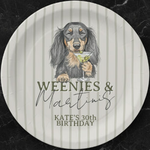Handgezeichnete Weenys und Martinis-Dackel Pappteller